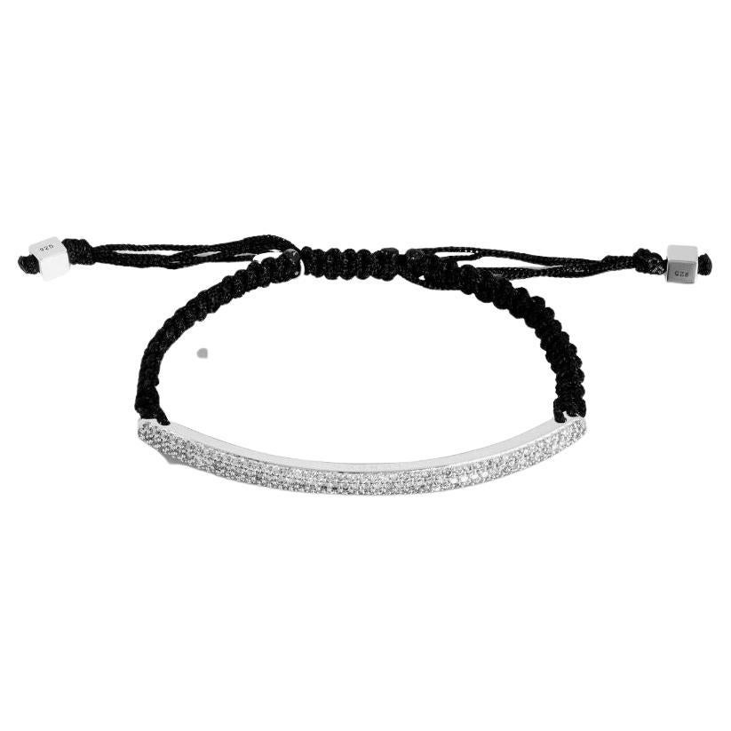 Micro Pace ID-Armband aus Sterlingsilber mit Diamanten, Größe M