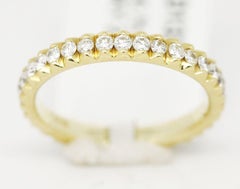 Micro Pavé 14 Karat Yellow Gold 0.75 Carat Diamond Wedding Band Ring