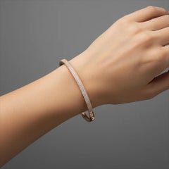 Micro Pave 14K (or 18k upon request) Yellow Gold Diamond Oval Bangle Bracelet