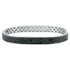 Bracelet en argent avec micro pavé de diamants noirs