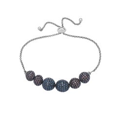 Bracciale con perline con diamanti blu e neri Micro Pave