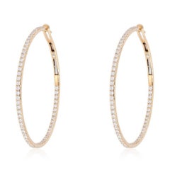 1.41ct Round Diamond 14K Gold Thin Hoop Earrings
