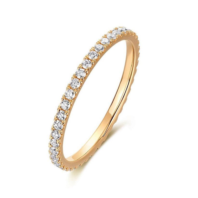 En vente :  Bague d'éternité en or jaune 14K (ou 18k sur demande) avec diamant micro pavé 4