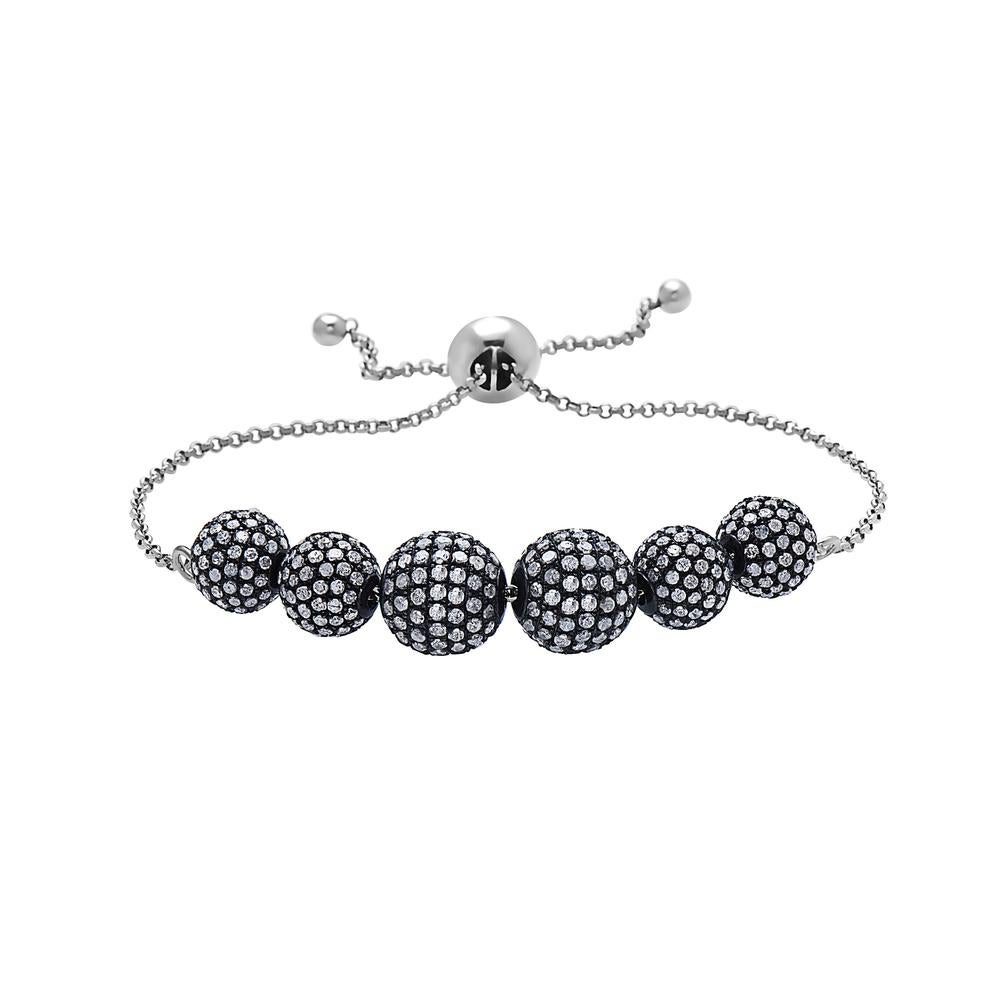 Art nouveau Bracelet à boules de diamants micro pave en vente