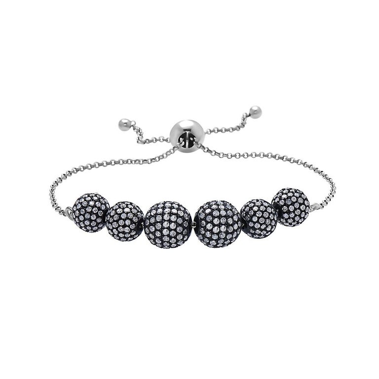 Micro Pave Diamond Ball Beaded Bracelet For Sale at 1stDibs