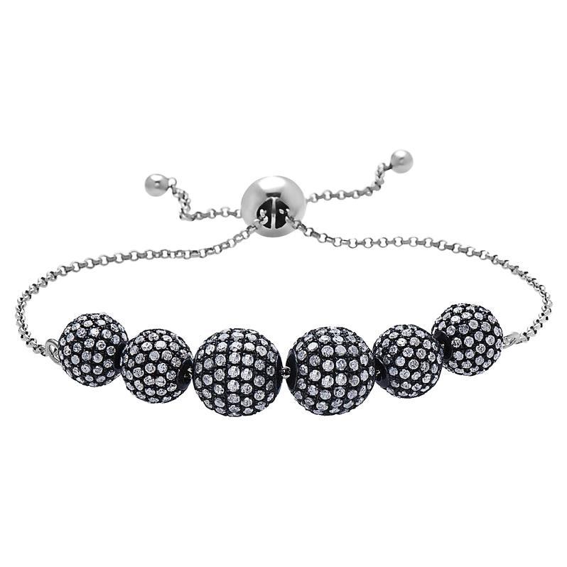 Micro Pave Diamond Ball Beaded Bracelet For Sale