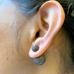 Micro Pave Diamond Ball Tunnel Earring in 18k Gold & Silver