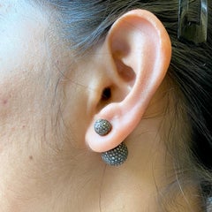 Micro Pave Diamond Ball Tunnel Earring in Gold & Silver