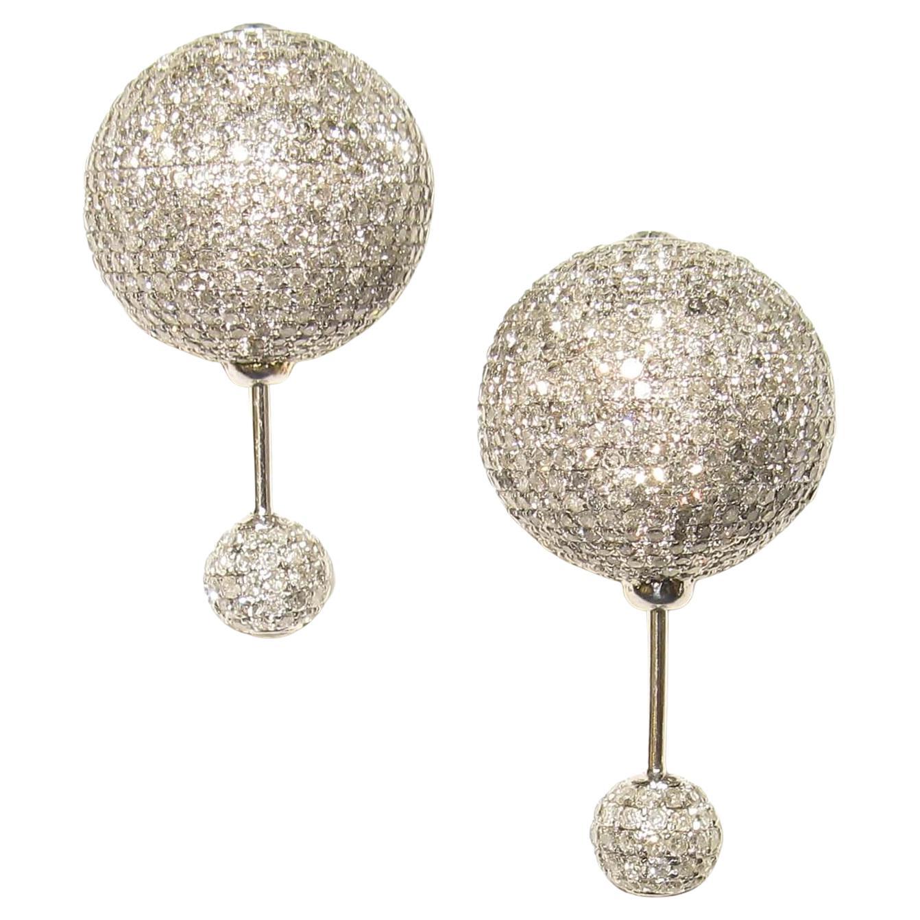Micro Pave Diamond Earring Made in 18k Gold For Sale