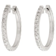 Micro Pave Diamond Hoop Earrings Made In 18k White Gold