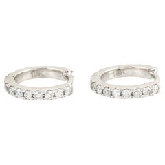 Micro Pave Diamond Hoop Earrings Made In 18k White Gold