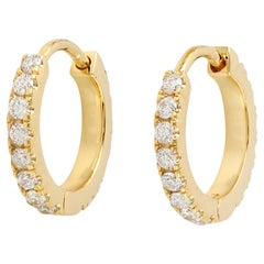 Micro Pave Diamond Hoop Earrings Made In 18k Yellow Gold