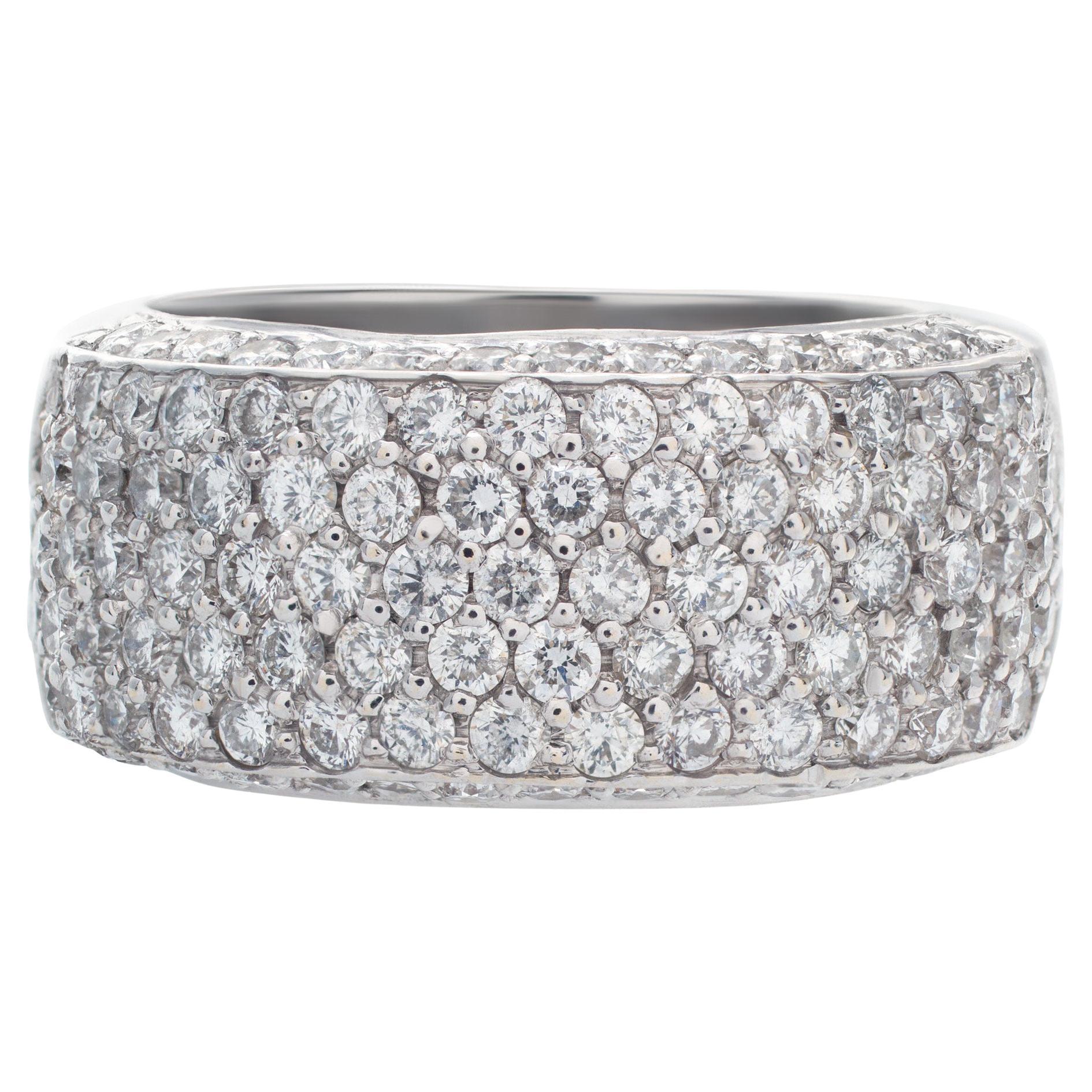 Micro Pave Diamond Ring Set in 18k White Gold For Sale