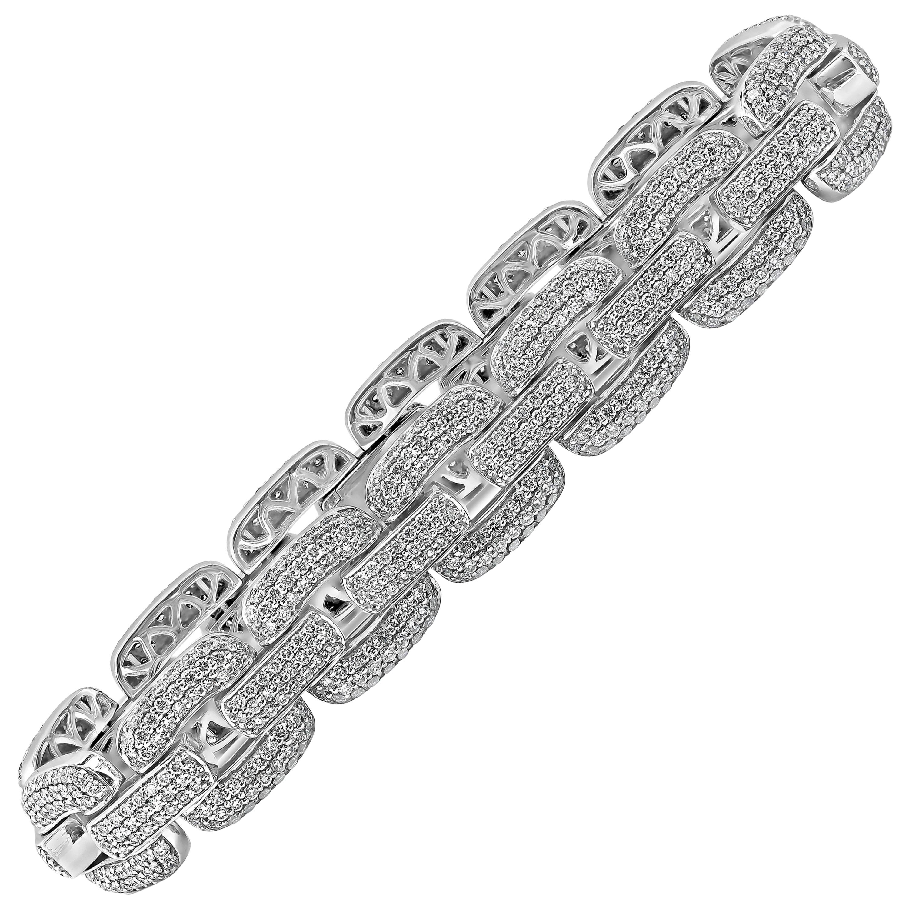 Roman Malakov 6.55 Carats Total Micro-Pave Diamond Chain Link Bracelet For Sale