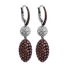 Micro Pavè Drop Earrings with White&Cognac Diamonds