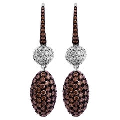 Micro Pavè Drop Earrings with White&Cognac Diamonds
