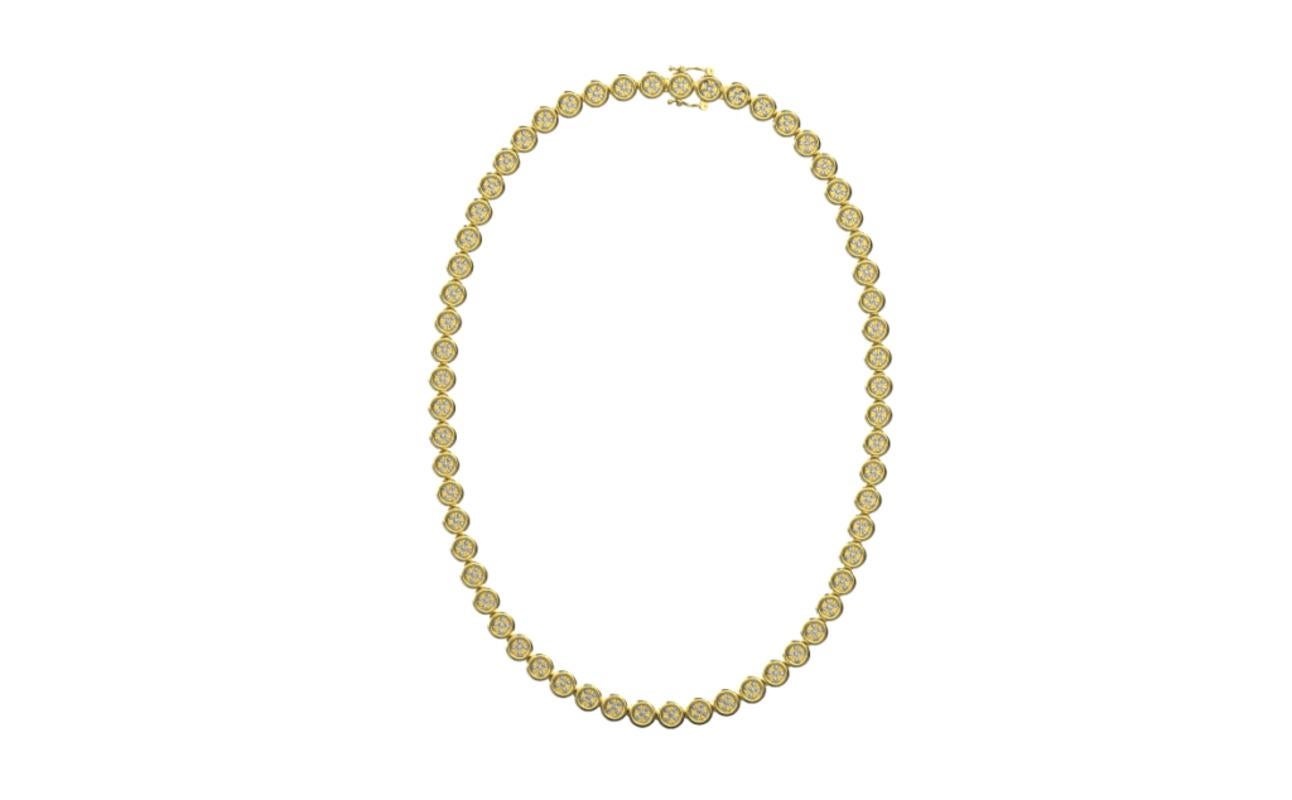 Modern Micro Pave Necklace, 18K Gold, 2.74ct For Sale