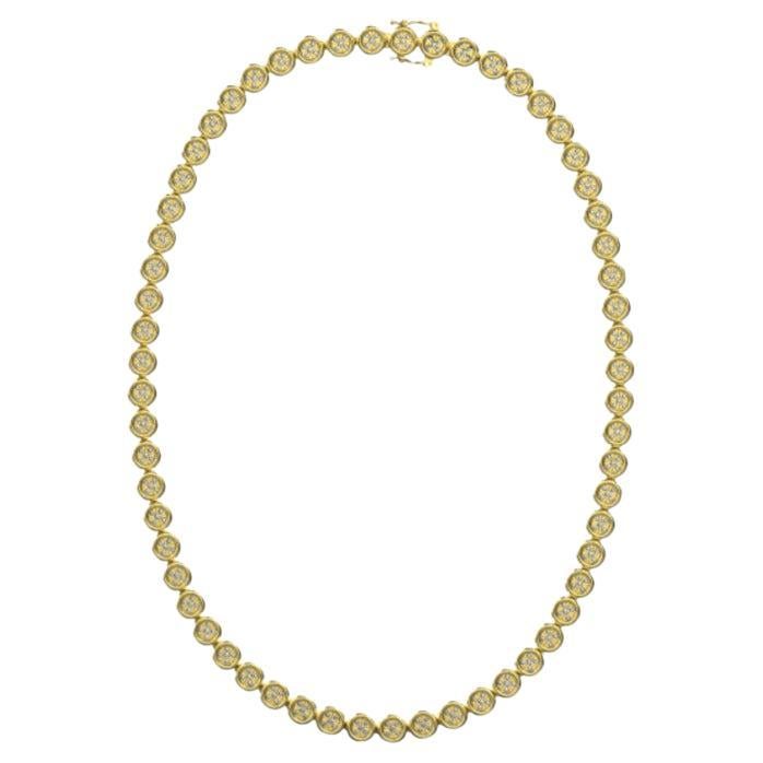 Micro Pave Necklace, 18K Gold, 2.74ct For Sale
