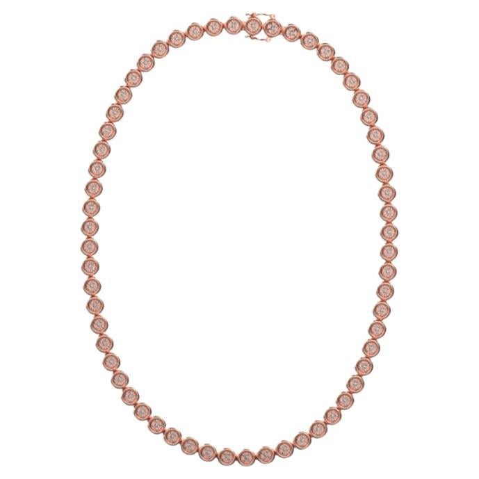 Micro Pave Necklace, 18K Rose Gold, 2.74ct For Sale