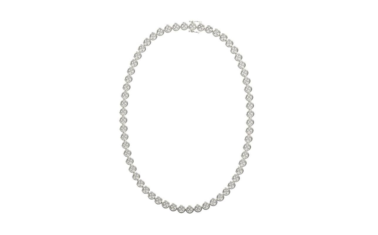 Micro Pave Necklace, 18K White Gold, 2.74ct In New Condition For Sale In Leigh-On-Sea, GB