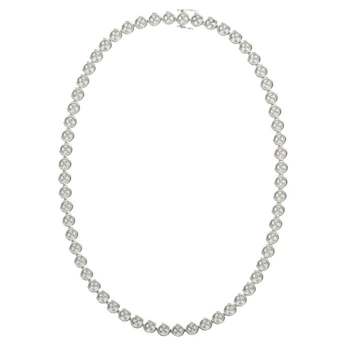Micro Pave Necklace, 18K White Gold, 2.74ct