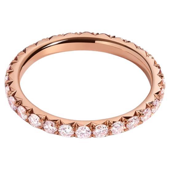 En venta: Alianza de Diamante Rosa Micro-Pave de 1,50 Quilates en Oro Rosa de 18 quilates