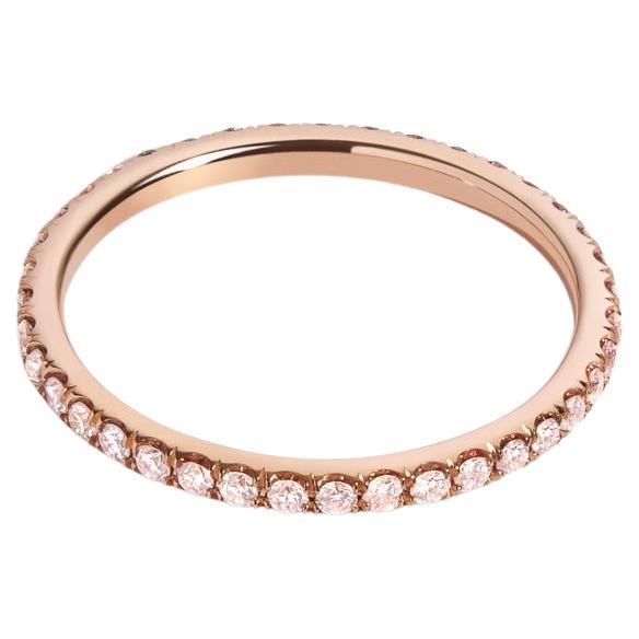 En vente :  Alliance éternelle en or rose 14 carats avec diamant rose micro-pavé de 0,60 carat