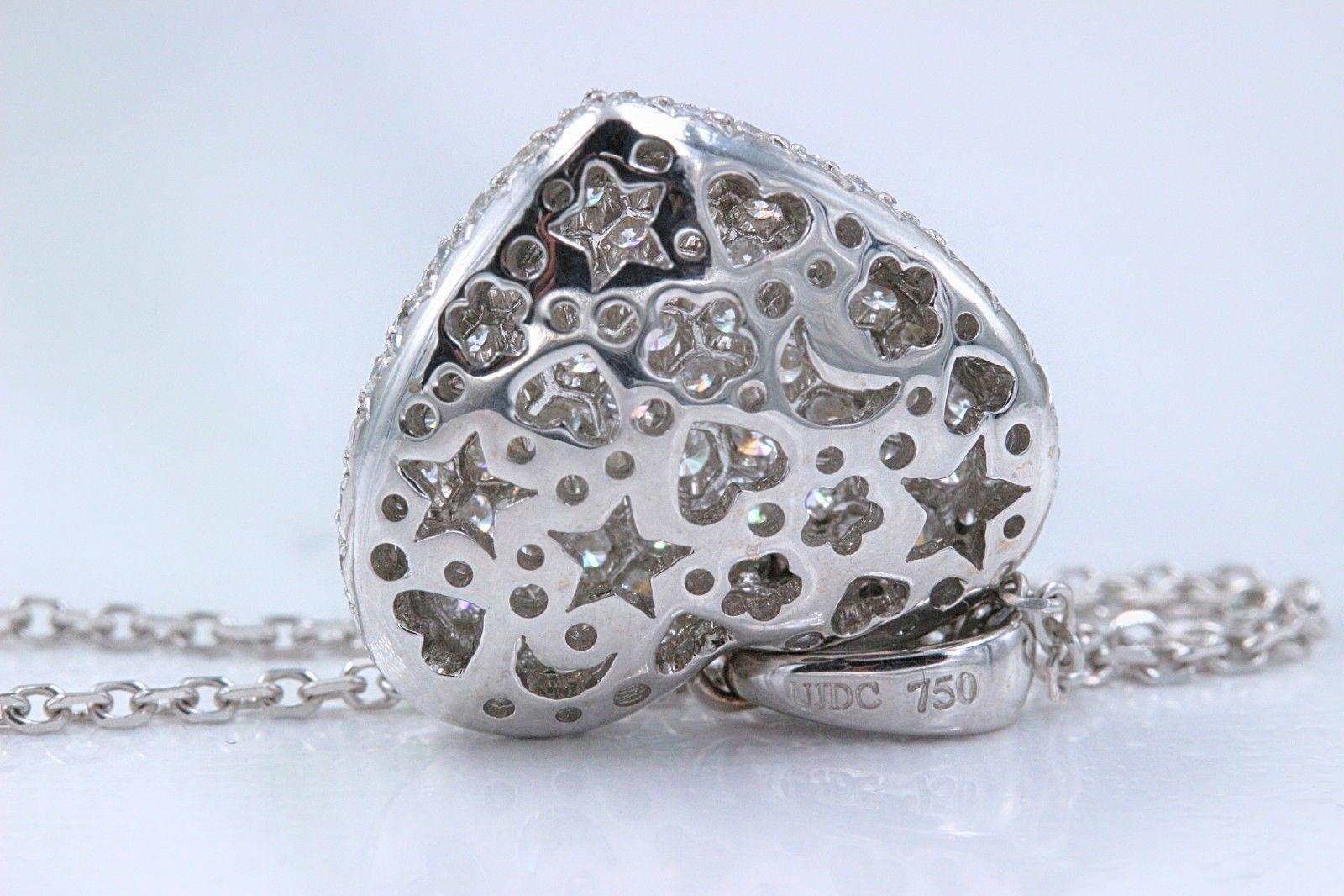 Micro Pave Round Diamond Heart Pendant 3.00 Carat Necklace in 18 Karat Gold 2