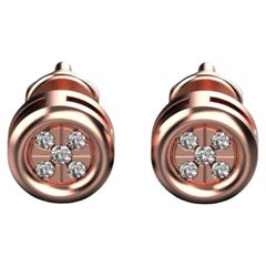 Micro Pave Stud Earrings, 18k Rose Gold
