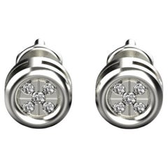 Boucles d'oreilles Micro Pave, or blanc 18k