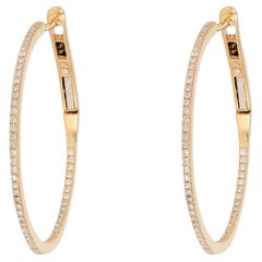Micro Pave Thin 14K (or 18k upon request) Yellow Gold Hoop Earrings