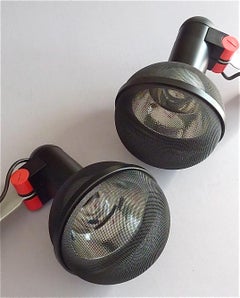 Pair "Micro" Sconces or Ceiling Lights by Roger Tallon for Erco 1972, Black Red