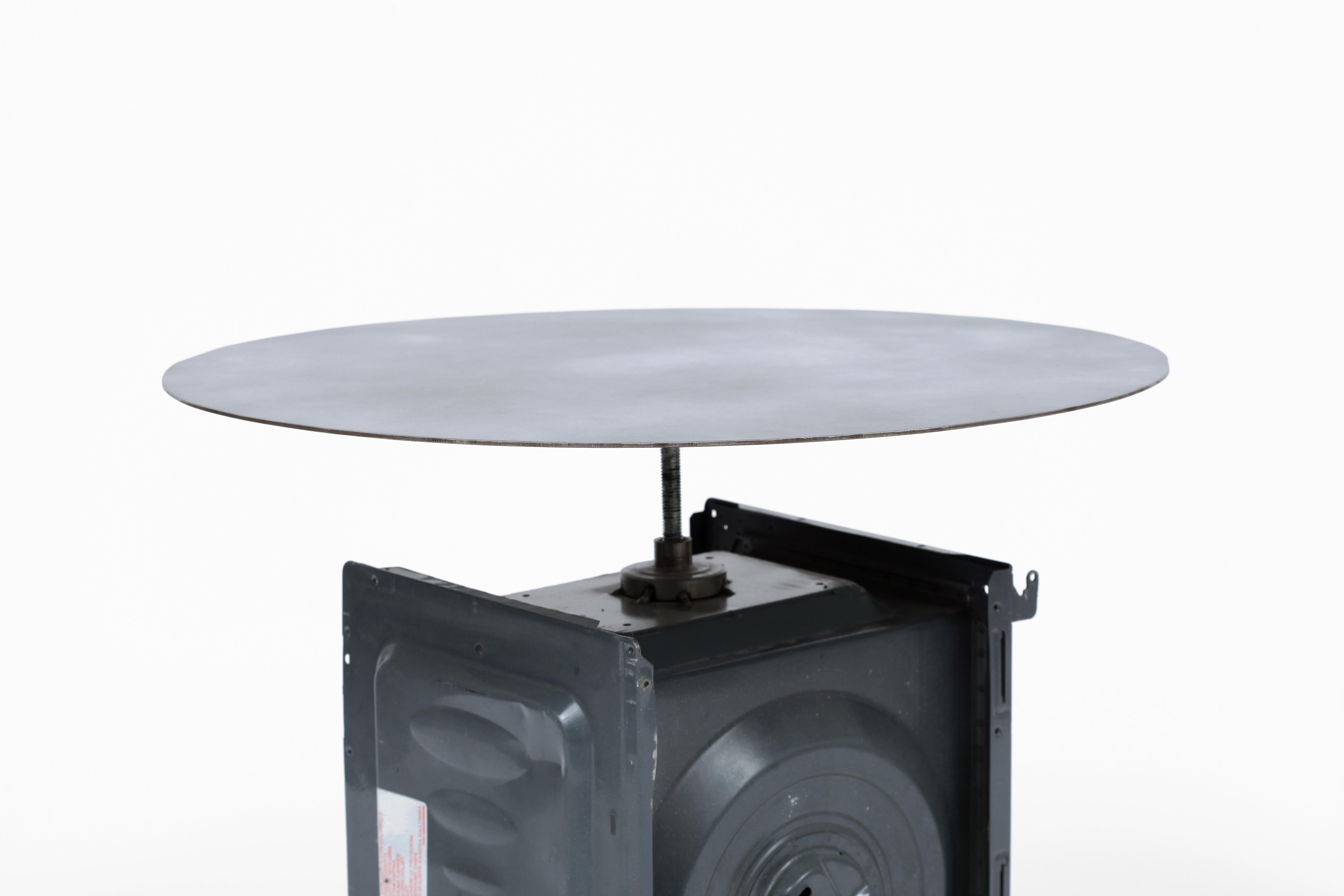 Table Metal Grey Upcycled Microwave Handcrafted Micro Table by Marta Torrent In New Condition For Sale In Barcelona, ES