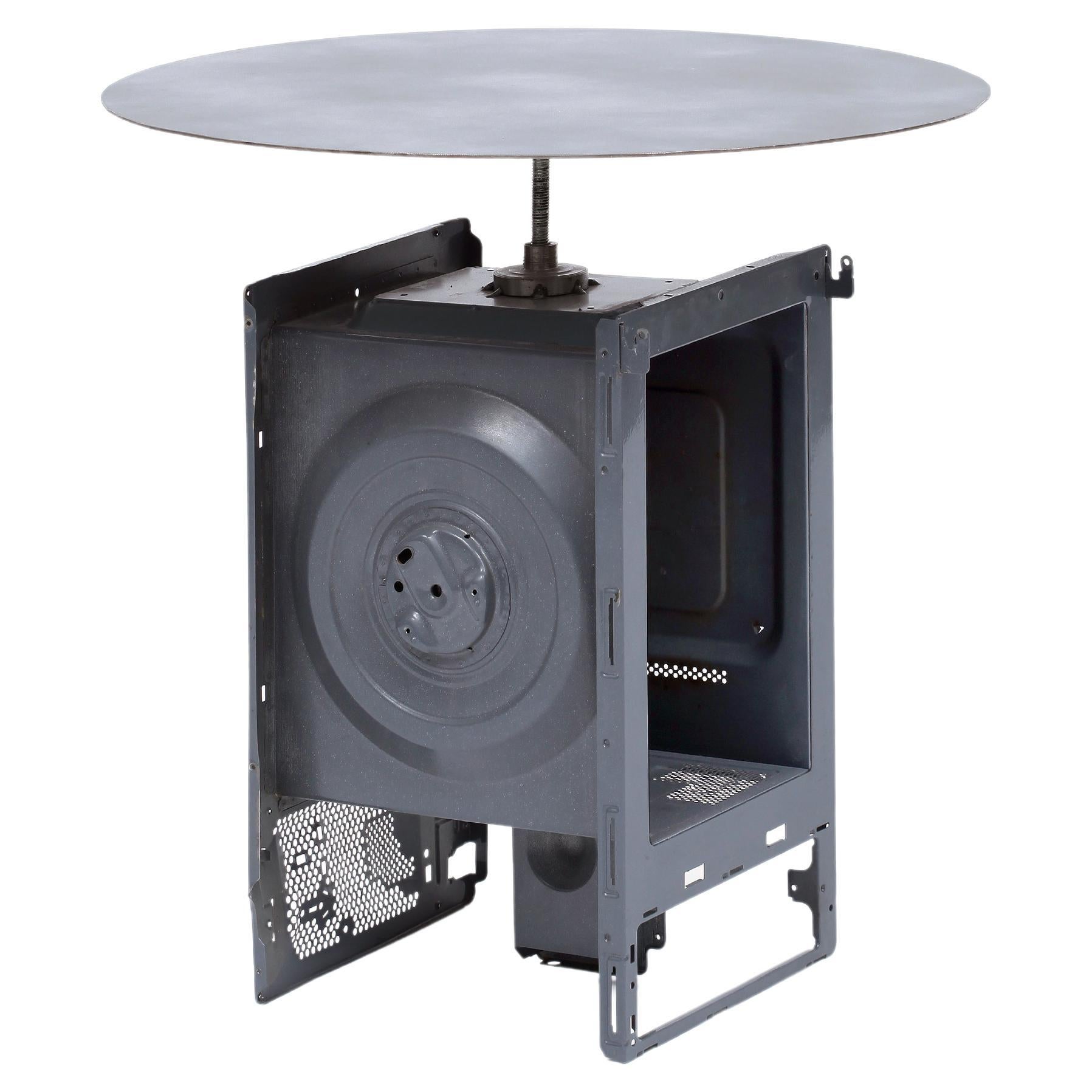 Table Metal Grey Upcycled Microwave Handcrafted Micro Table by Marta Torrent For Sale