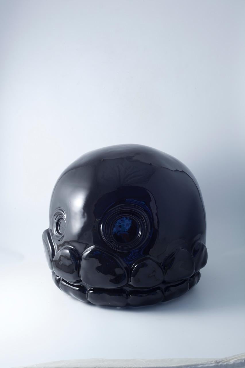 Enameled Ceramic Sculpture Skull Model by Microbo for Superego Editions, Italy For Sale