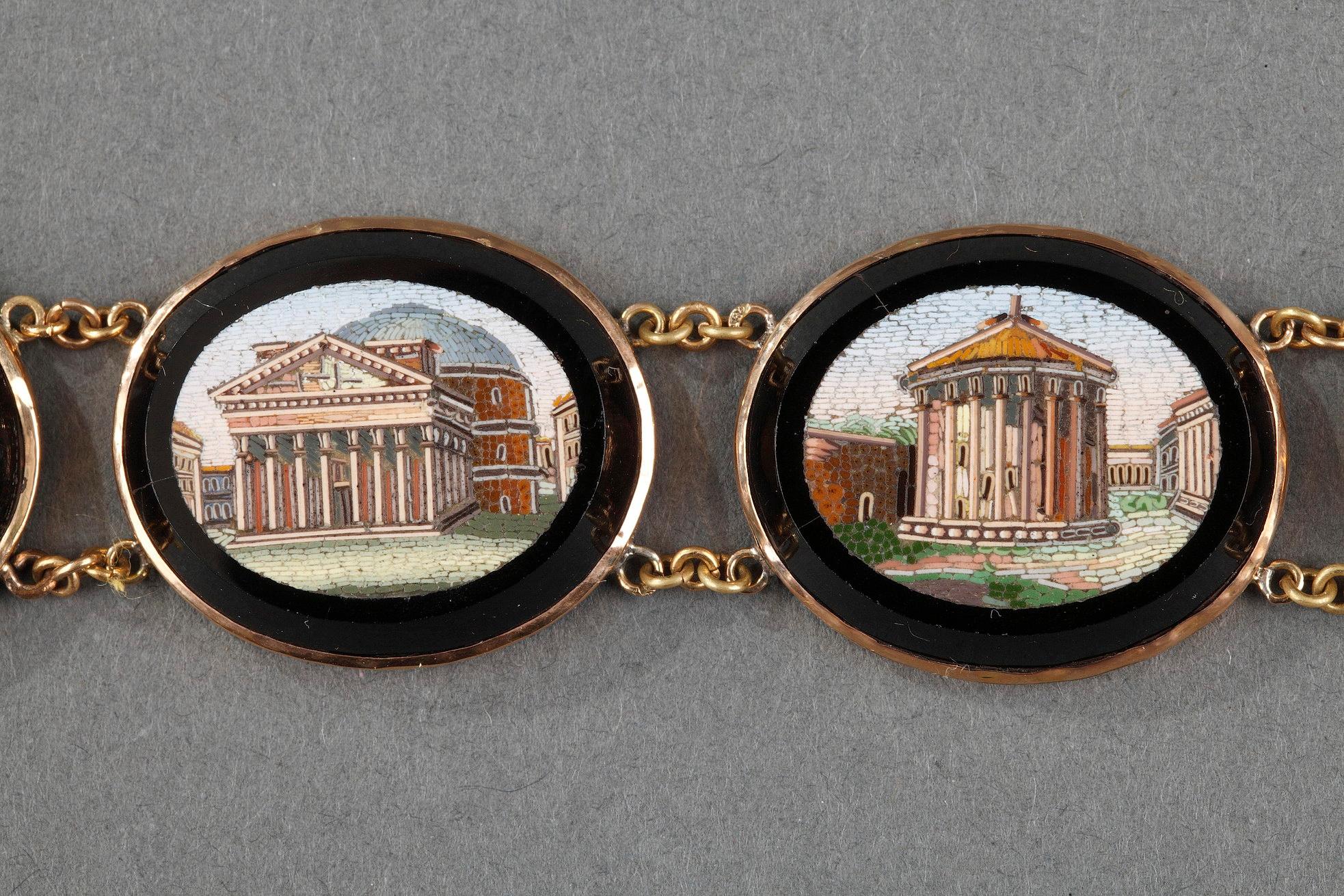 Micromosaic Bracelet, First Half of the 19th Century Work In Good Condition For Sale In Paris, FR