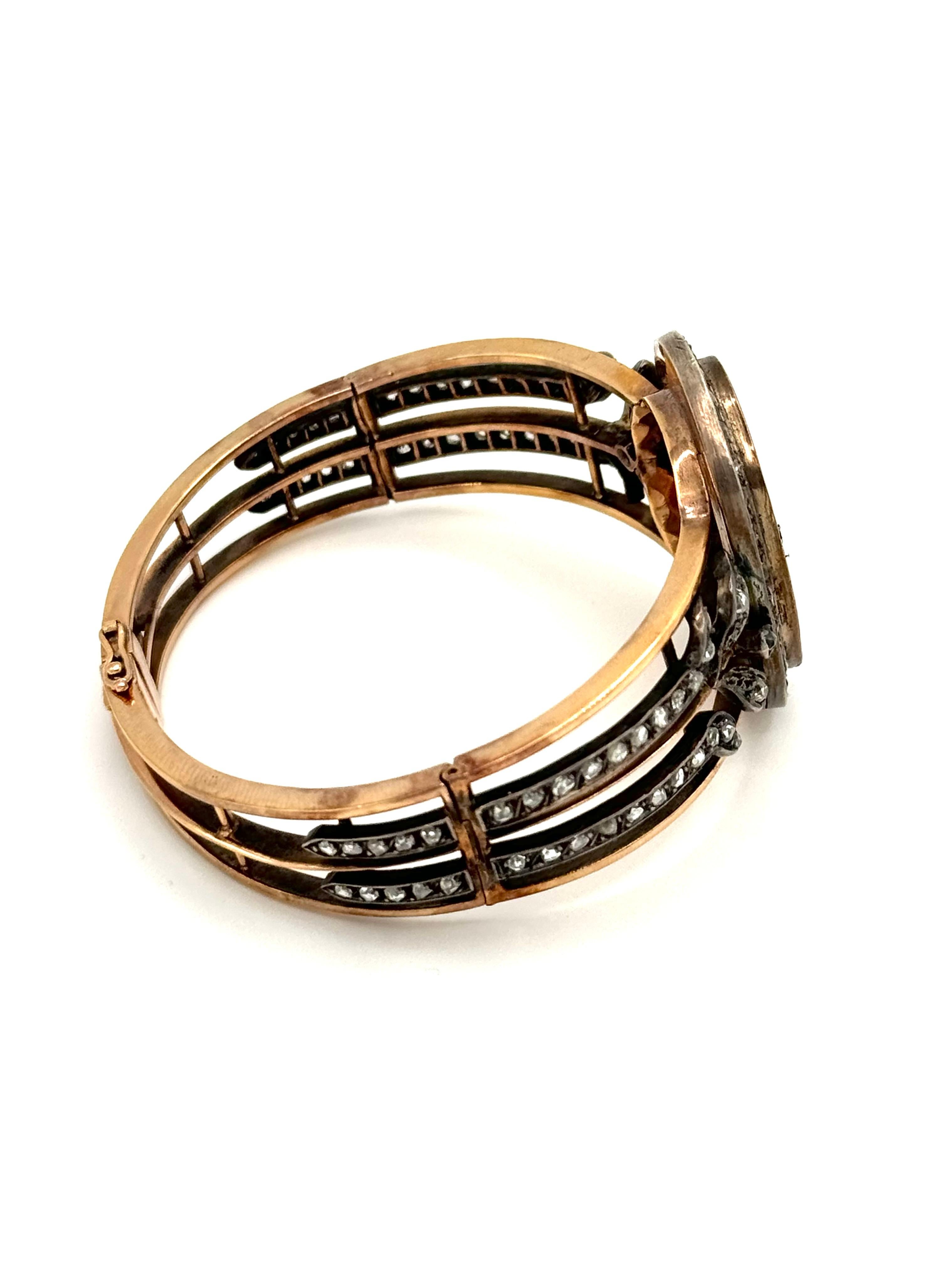 Bracelet en or jaune 18 carats avec micromosaïque et diamants Pour femmes en vente