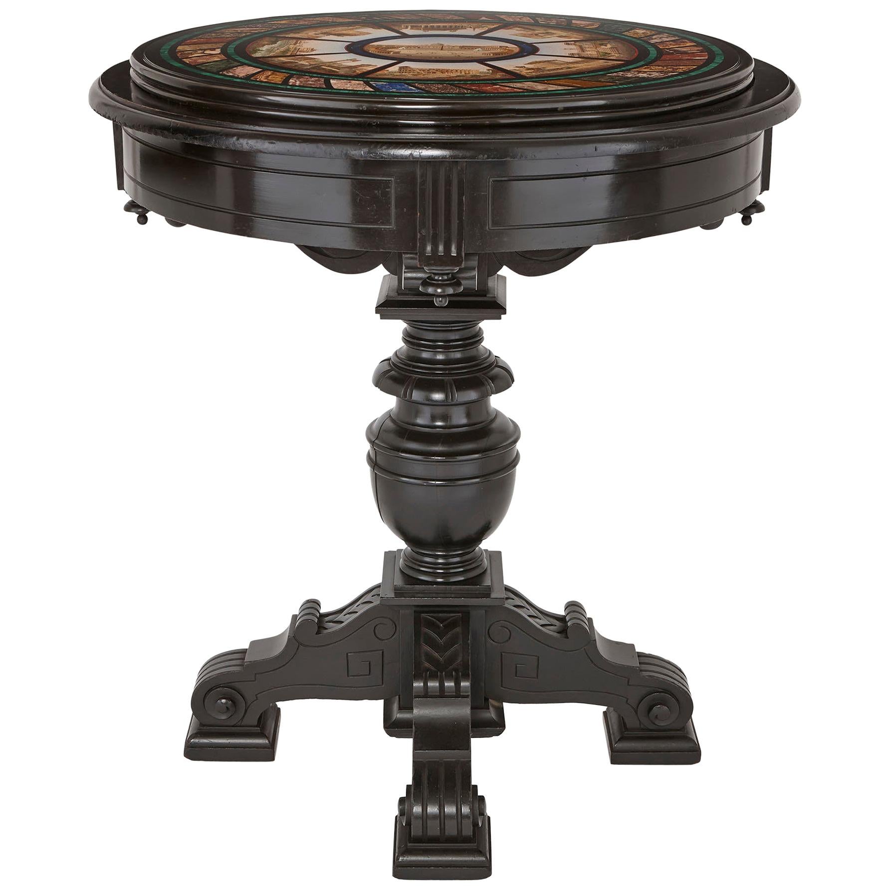 Micromosaic Circular Table, Attributed to the Vatican Mosaic Workshop For Sale