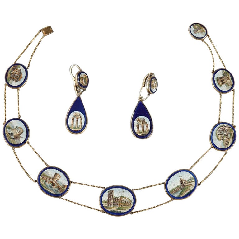 Micromosaic demi-parure set, 1809, offered by Atena