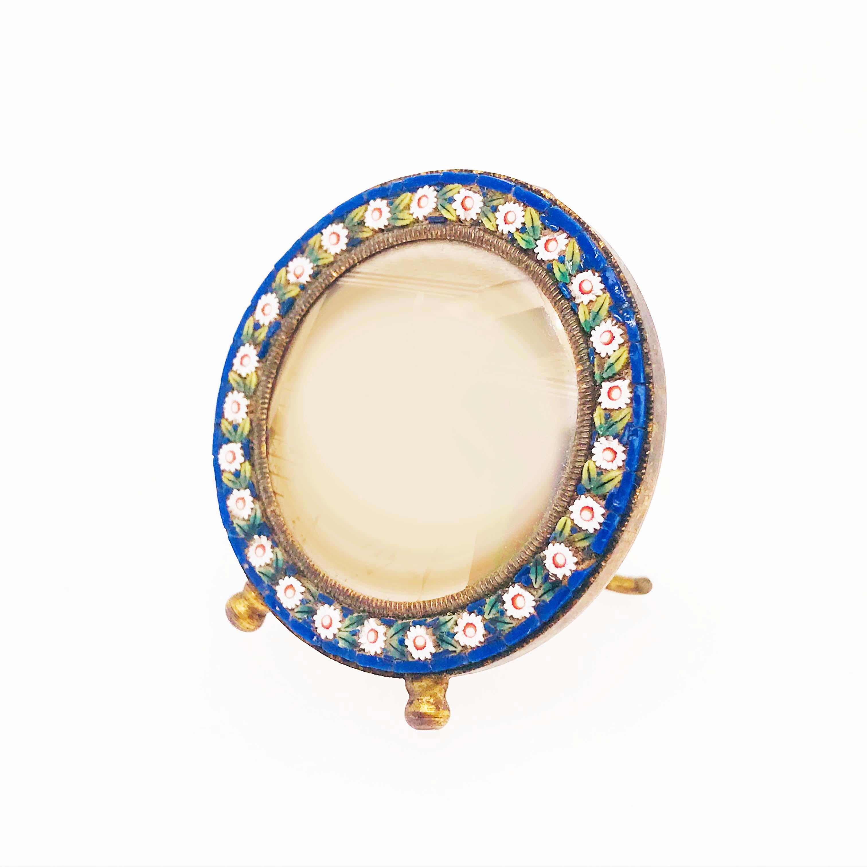 Micromosaic Frame, Micro Mosaic Small Frame with Blue and White, circa 1869 1