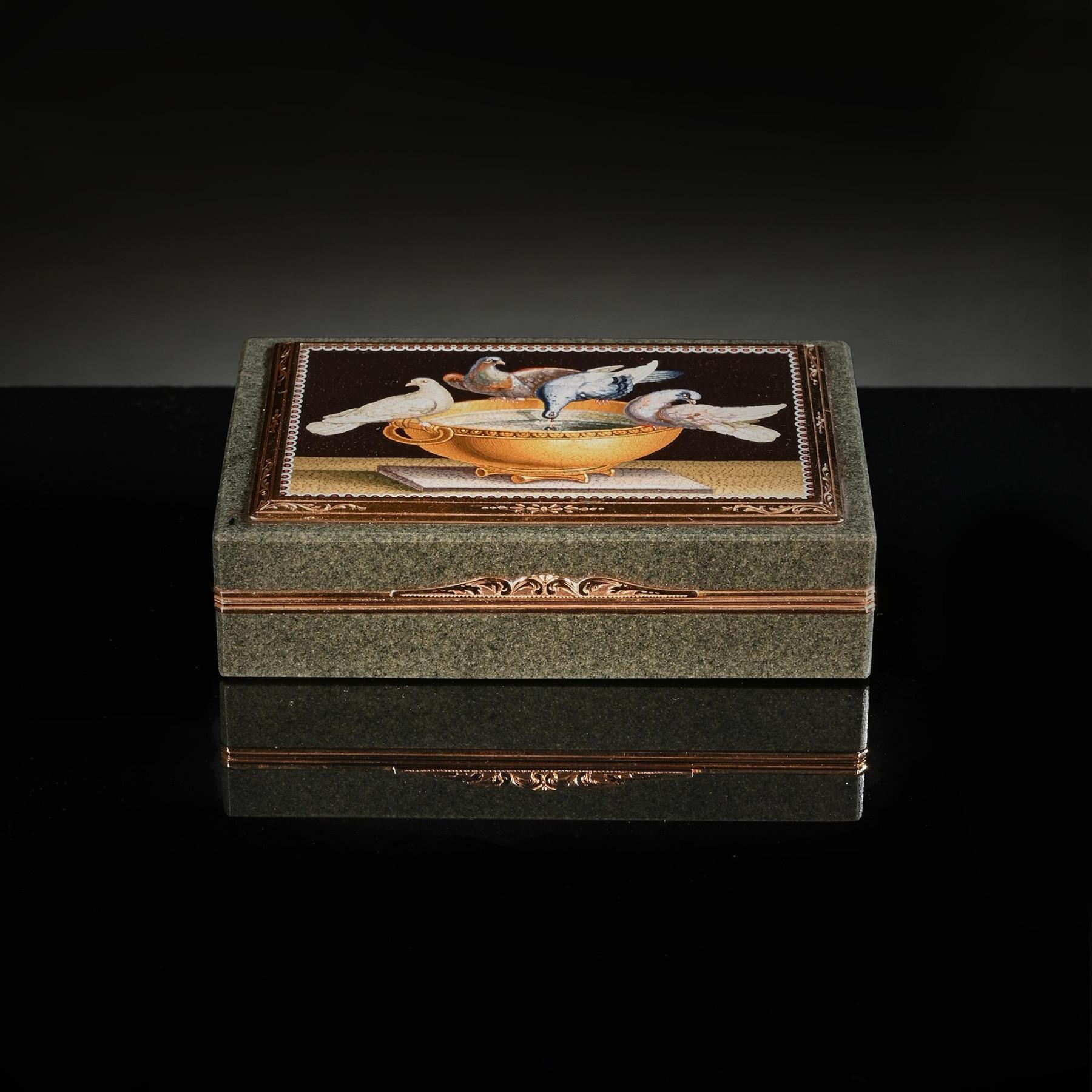 Micromosaic Gold Mounted Jasper Snuff Box Early 19th Century Italian Gioacchino  For Sale 1