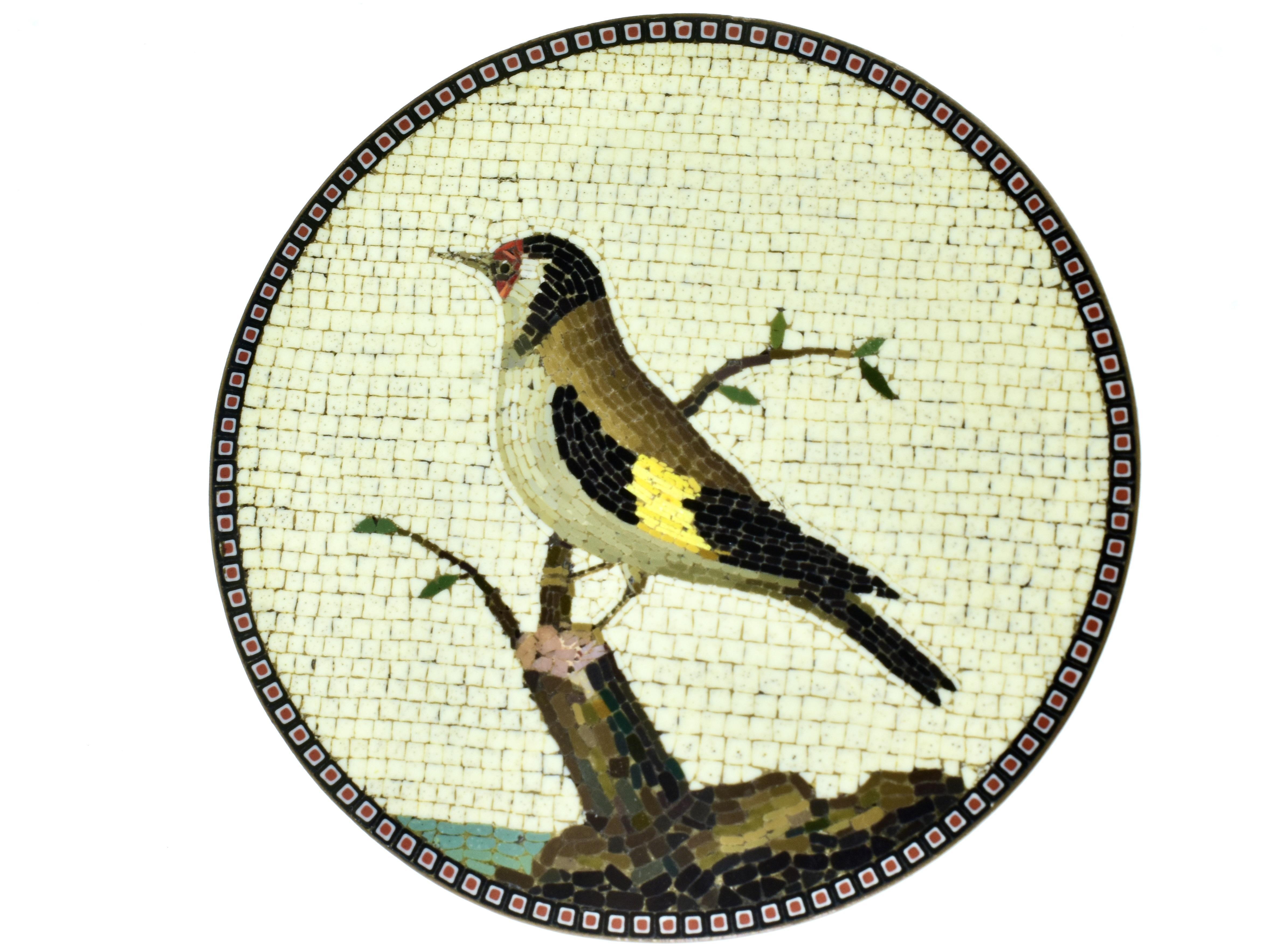 Georgian Micromosaic Plaque of the Goldfinch, signed and dated by Giacomo Raffaelli, 1784