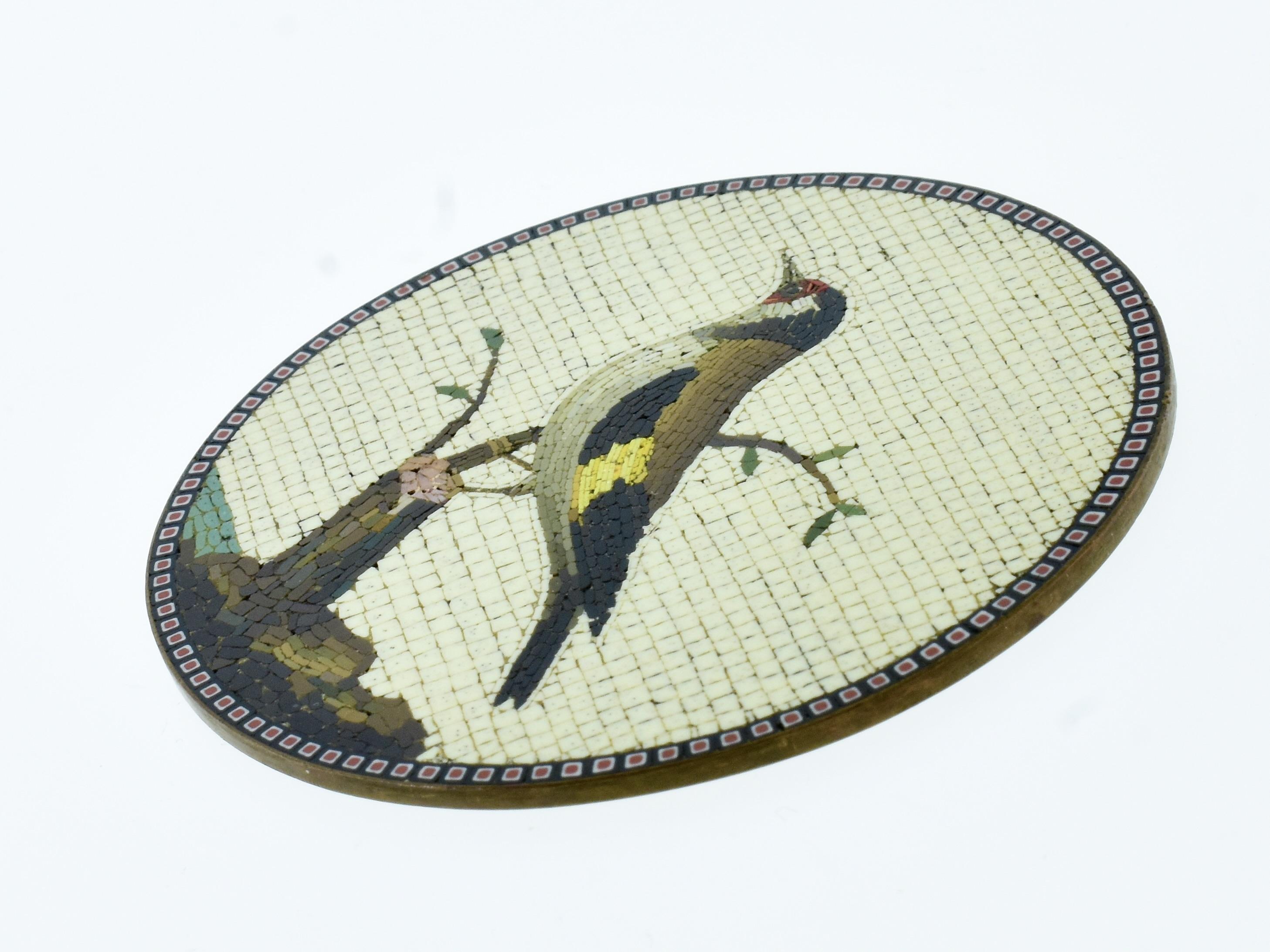 Micromosaic Plaque of the Goldfinch, signed and dated by Giacomo Raffaelli, 1784 In Excellent Condition In Aspen, CO