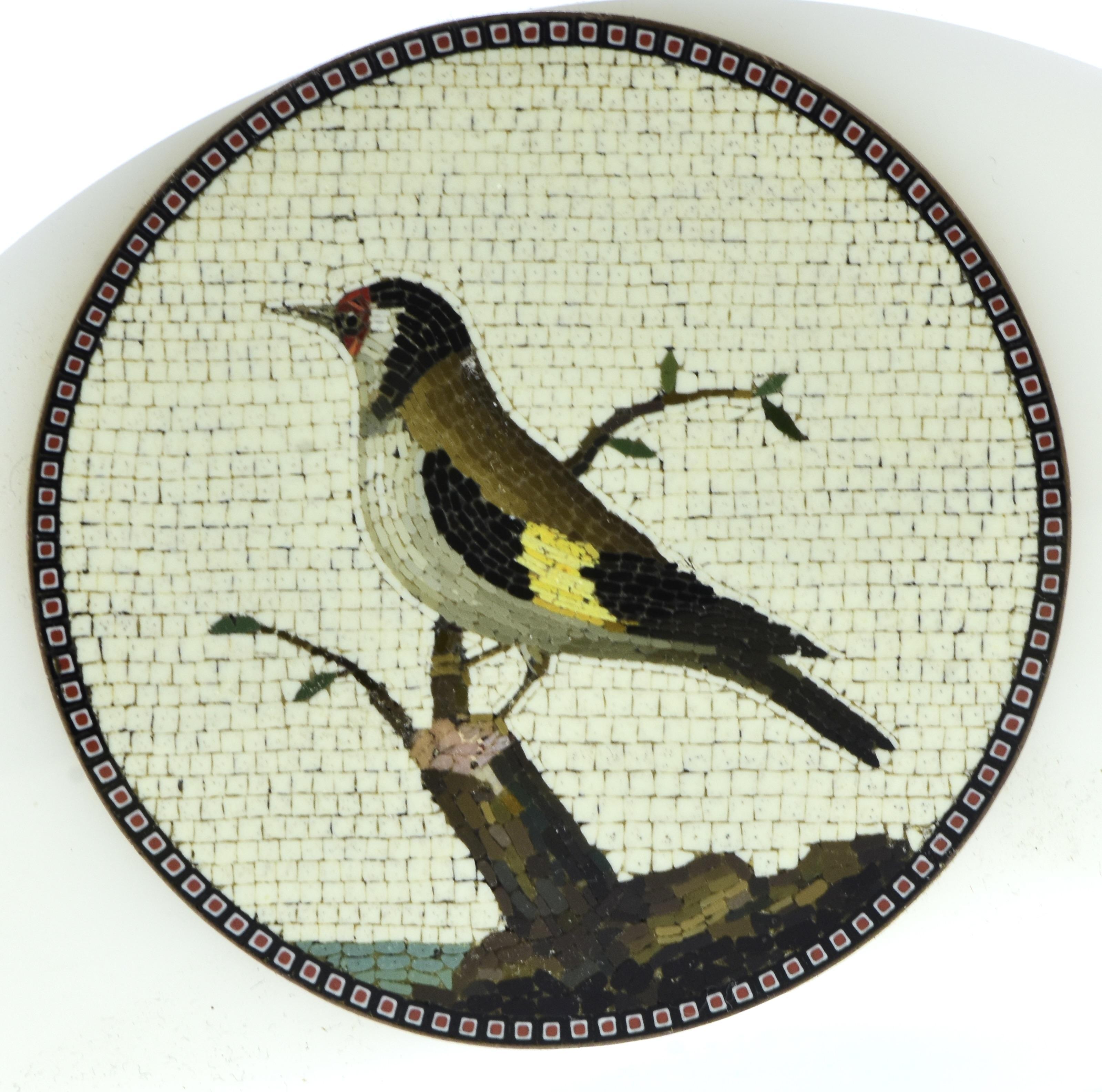 Women's or Men's Micromosaic Plaque of the Goldfinch, signed and dated by Giacomo Raffaelli, 1784