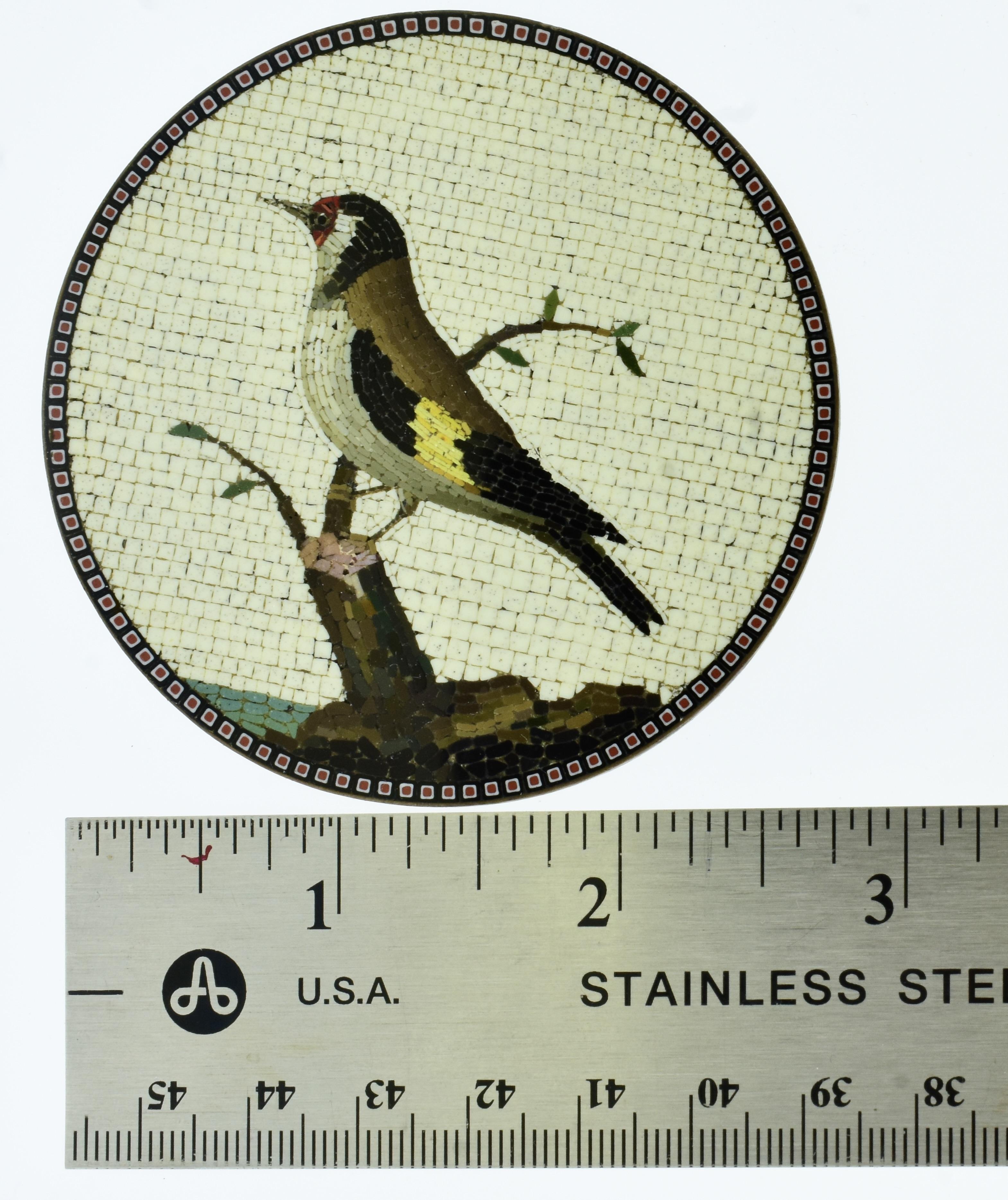 Micromosaic Plaque of the Goldfinch, signed and dated by Giacomo Raffaelli, 1784 1