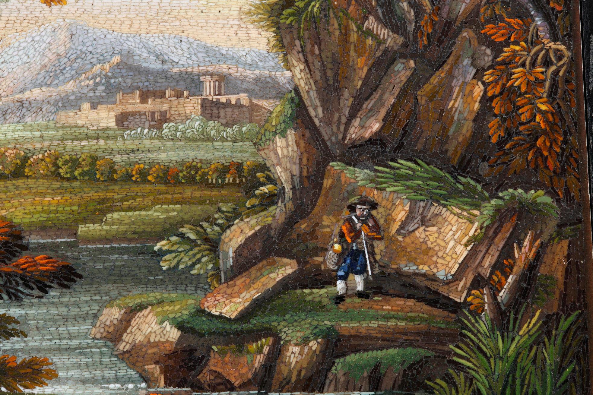 Micromosaic Plaque with River Landscape, circa 1820 In Good Condition In Paris, FR