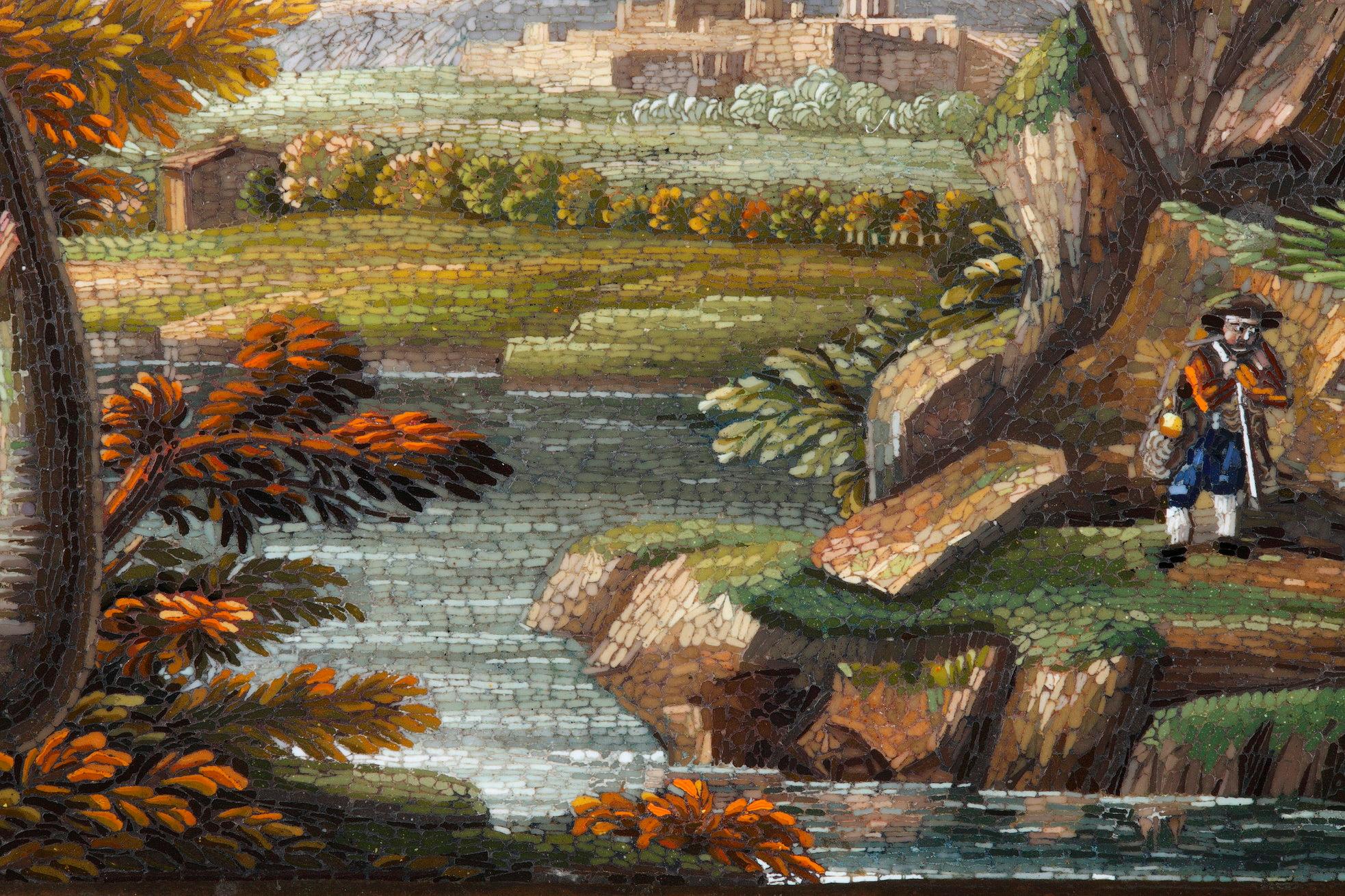 Early 19th Century Micromosaic Plaque with River Landscape, circa 1820