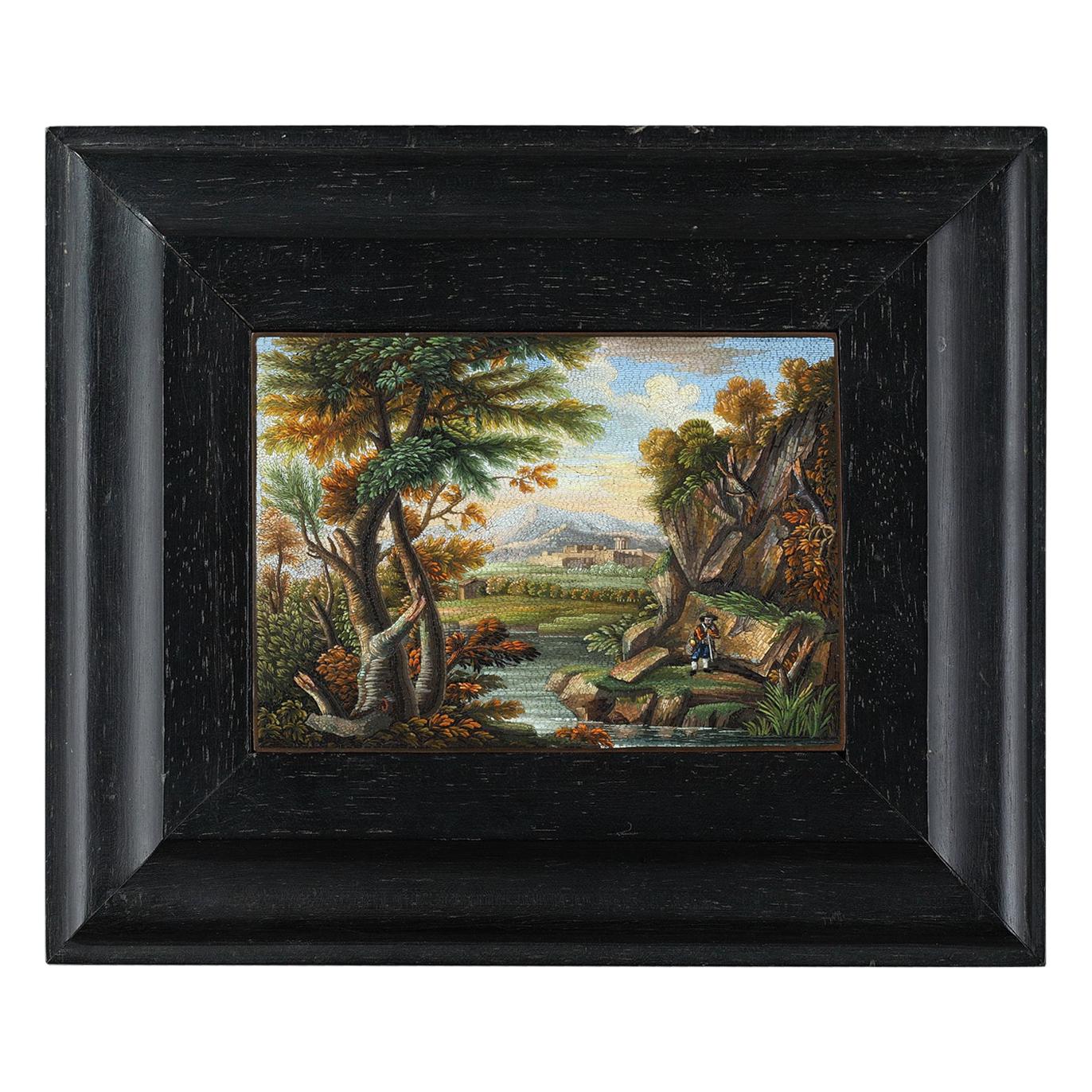Micromosaic Plaque with River Landscape, circa 1820