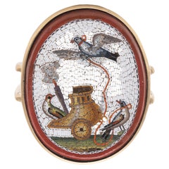Antique Micromosaic Ring with Allegory of Love