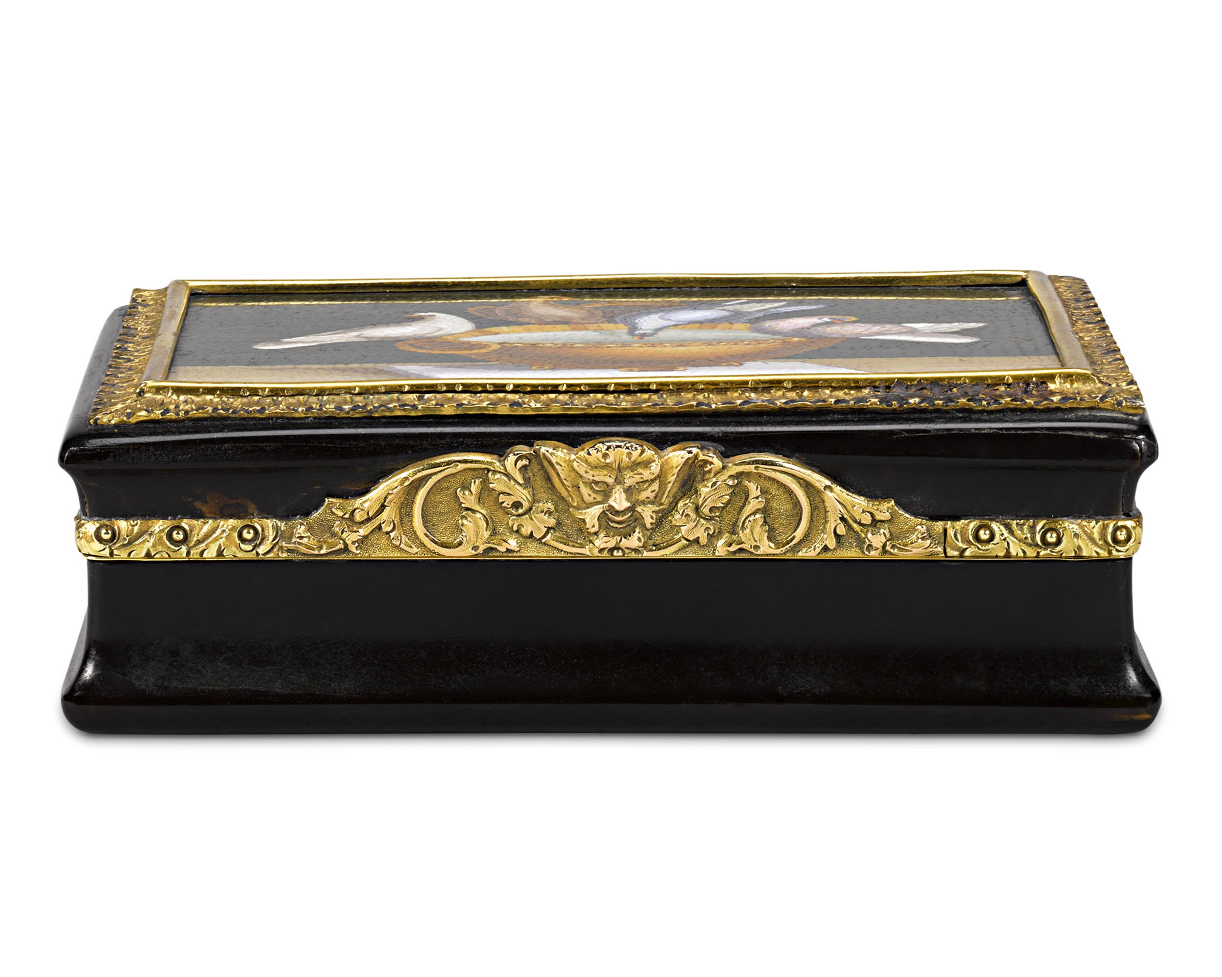 Neoclassical Micromosaic Snuff Box For Sale